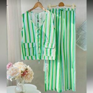 Striped Green and White set